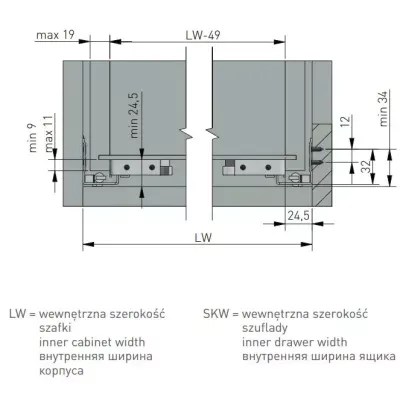 Направляюча MODERN SLIDE нижнього кріплення часткового висуву L-400