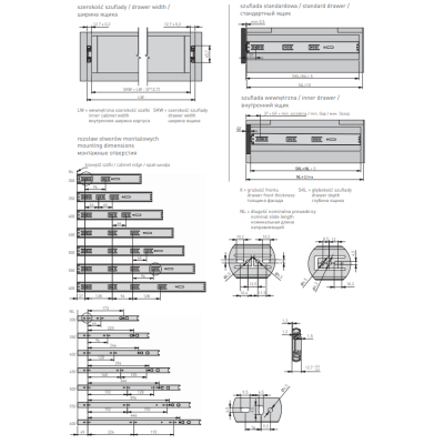 Направляющая шариковая GTV 500 VERSALITE PUSH TO OPEN + SOFT CLOSE (1,5 мм)