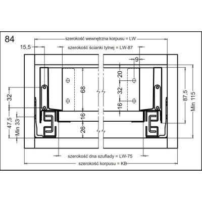 Комплект Hefele MATRIX S SLIMБ антрацит, 84/450мм