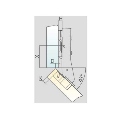 Петля Hafele METALLA D SM N 45 з демпфером, 45/9,5 під шуруп