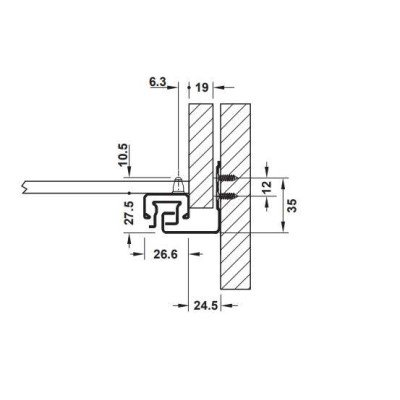Направляющая скрытого монтажа Hefele MATRIX UM А30, полный выдвижение 3D, 250мм, 30кг