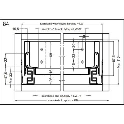 Комплект Hefele MATRIX S SLIM, антрацит, 84/400мм