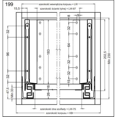 Комплект Hefele MATRIX S SLIM, білий, 199/400мм