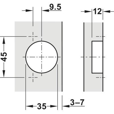 Петля Hafele METALLA SM 540 накладная с демпфером, 45/9,5 под шуруп