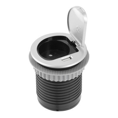 Подовжувач GTV CHARGER MINI 60мм 1 розетка SCHUKO 1xUSB 2,4A провід 1,9м Алюміній