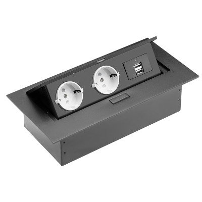 Подовжувач GTV 2 розетки SCHUKO 2xUSB Чорний