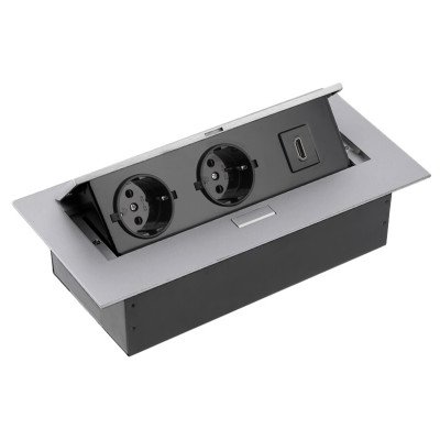 Подовжувач GTV 2 розетки SCHUKO HDMI провід 1,5м з вилкою Алюміній