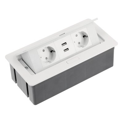 Подовжувач GTV SOFT 2 розетки SCHUKO 2xUSB провід 1,5м з вилкою Білий