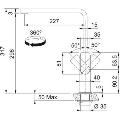 Смеситель Mythos Swivel индустриальный черный Franke (115.0550.441)